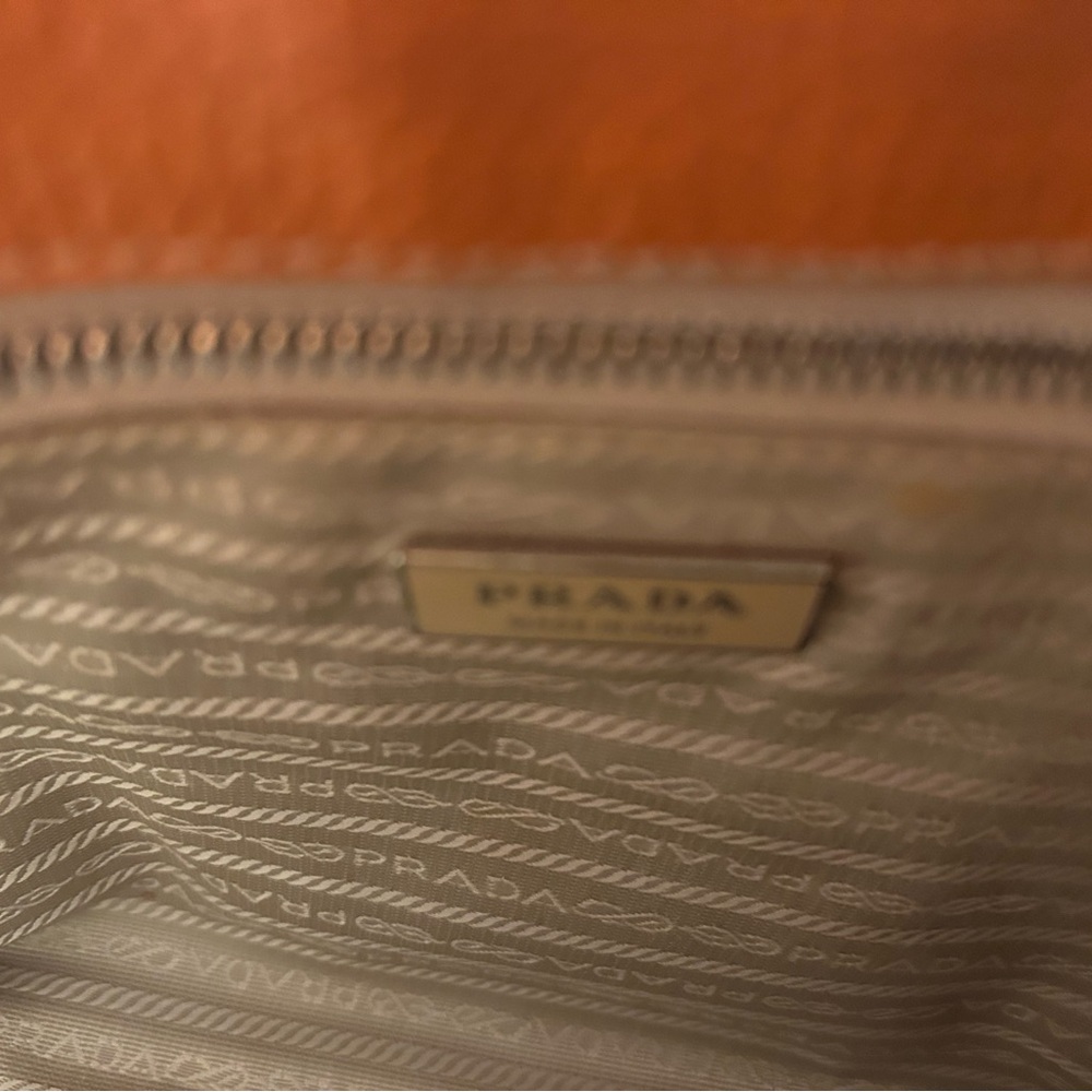 Prada Vibrant Orange Pebbled Leather Shoulder Bag - Picture 7 of 10
